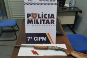 Espingarda apreendida com homem que tentou matar porco e atirou em si mesmo