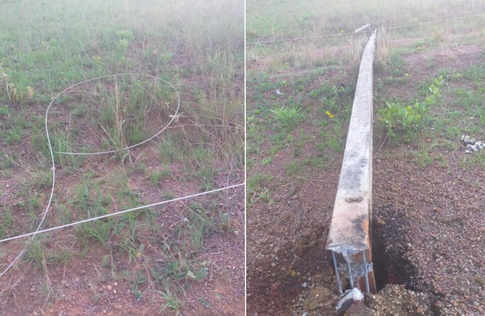O poste da rede elétrica caiu e a fiação rompida atingiu as duas mulheres, matando-as com o choque elétrico (Foto: Reprodução - TV Anhanguera)