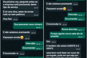 Prints de mensagens mostram atendente humilhando cuidadora