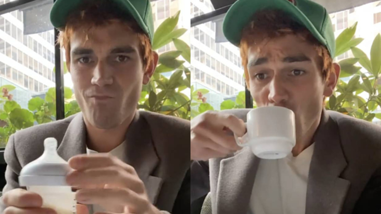 KJ Apa tomando leite Riverdale "Minha esposa é uma máquina de leite e eu amo isso", escreveu KJ Apa. Ator de 'Riverdale' posta vídeo tomando leite materno e é criticado