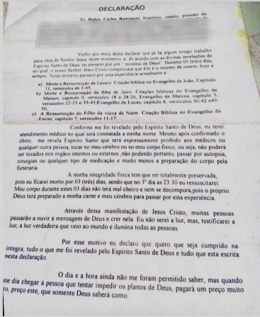 Esposa proíbe enterro do marido que prometeu ressuscitar em Goiatuba  (Foto: Divugação)