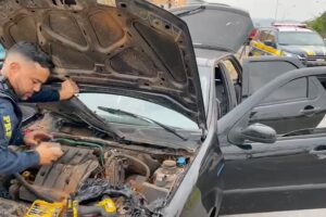 Casal usa criança para despistar polícia, mas são presos com 11,2kg de pasta base de cocaína (Foto: PRF - Divulgação)