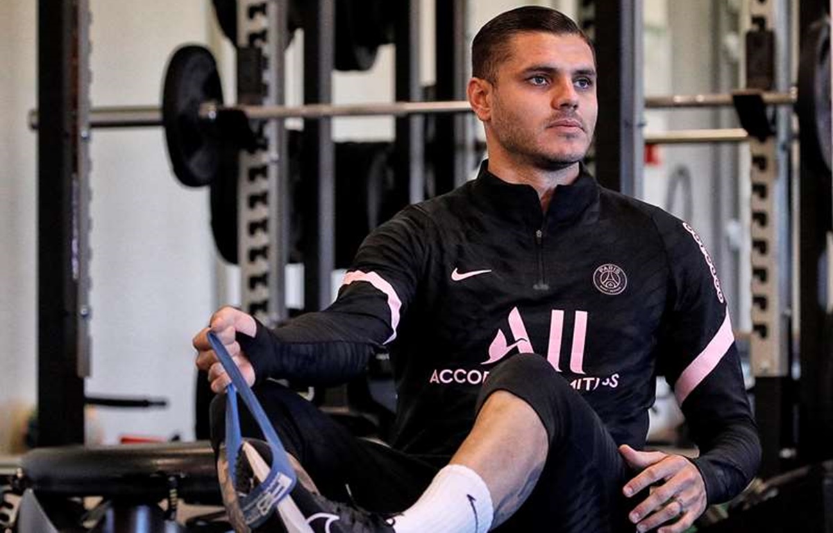 Icardi em treino na academia do PSG