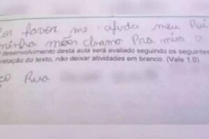 'Por favor, me ajuda! Meu pai bate na minha mãe': menino pede ajuda em prova