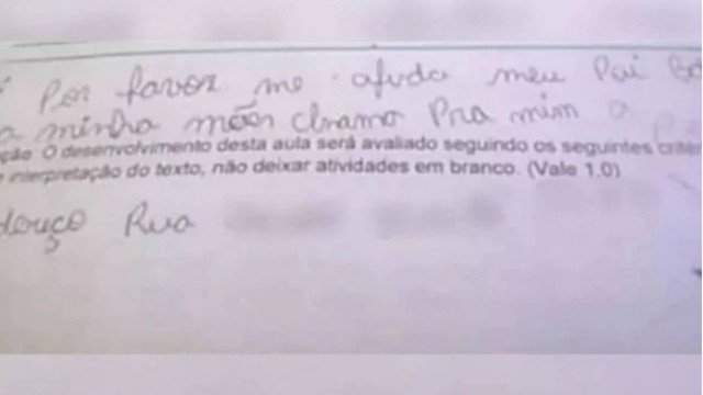 'Por favor, me ajuda! Meu pai bate na minha mãe': menino pede ajuda em prova