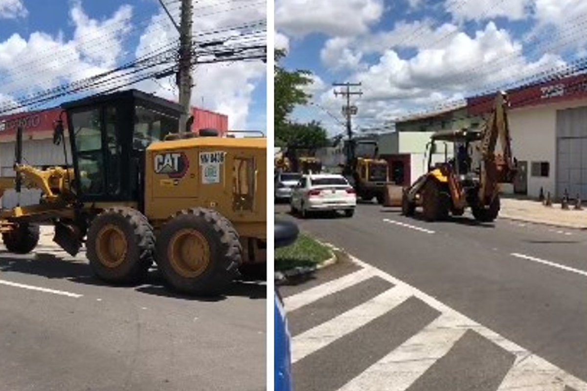 Máquinas da prefeitura de Goiânia participam do cortejo de Iris
