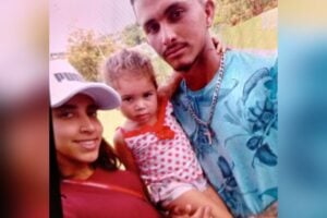 Wanderson Protácio ao lado de suas duas vítimas: Ranielle, 21 anos, e a filha dela (Foto: Acervo pessoal)