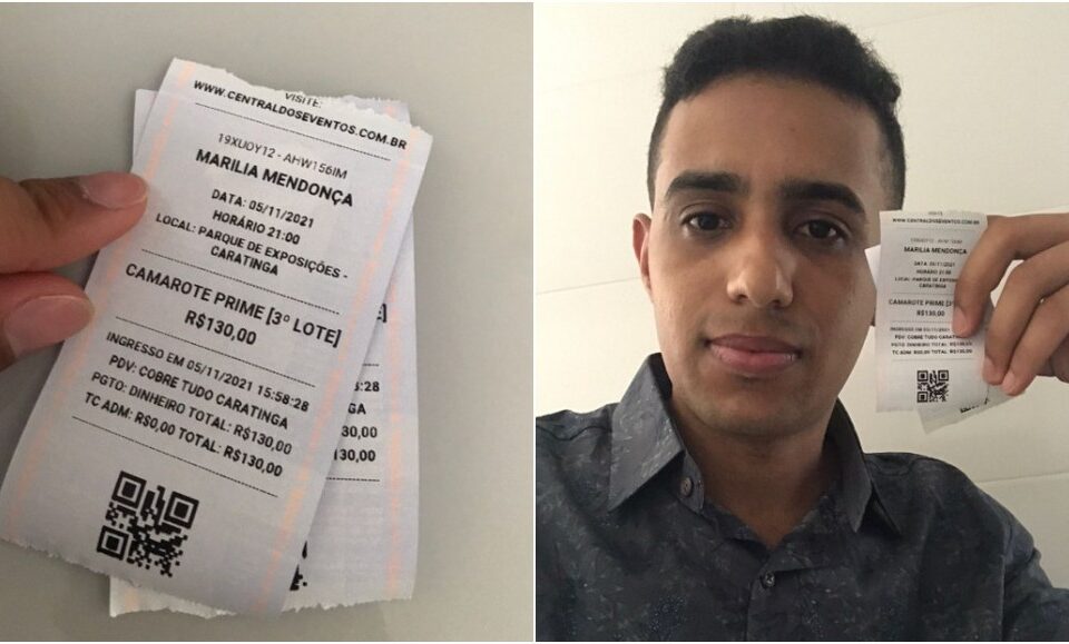 Fã de Marília Mendonça com ingresso na mão