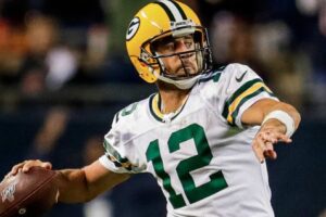 Aaron Rodgers durante partida pela NFL