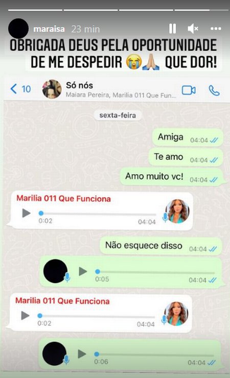 Maraisa posta última conversa com Marília Mendonça