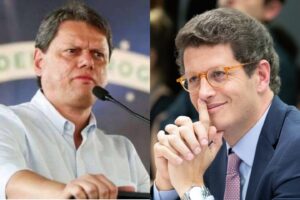 Ministro da Infraestrutura, Tarcísio de Freitas, e ex-ministro da Meio Ambiente, Ricardo Salles