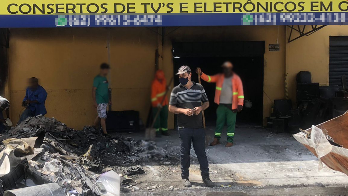 Dono de depósito de eletrodomésticos que pegou fogo estima prejuízo de R$ 80 mil