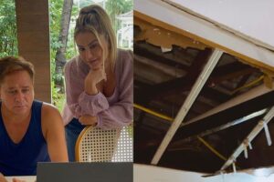 Teto da casa de Leonardo desaba durante chuva