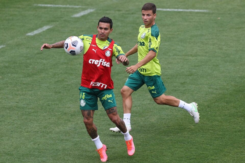 Dudu durante atividade no Palmeiras