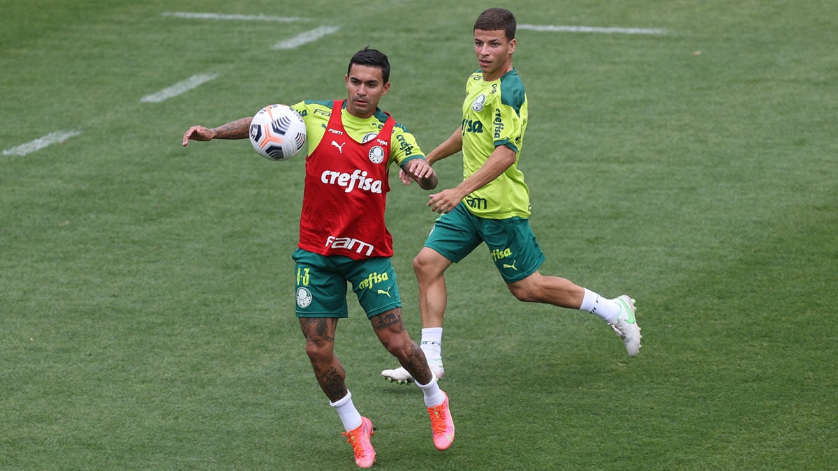 Dudu durante atividade no Palmeiras