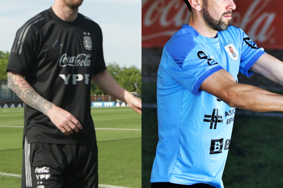 Fotos: Reprodução Twitter Seleção Argentina e Twitter Seleção Uruguaia