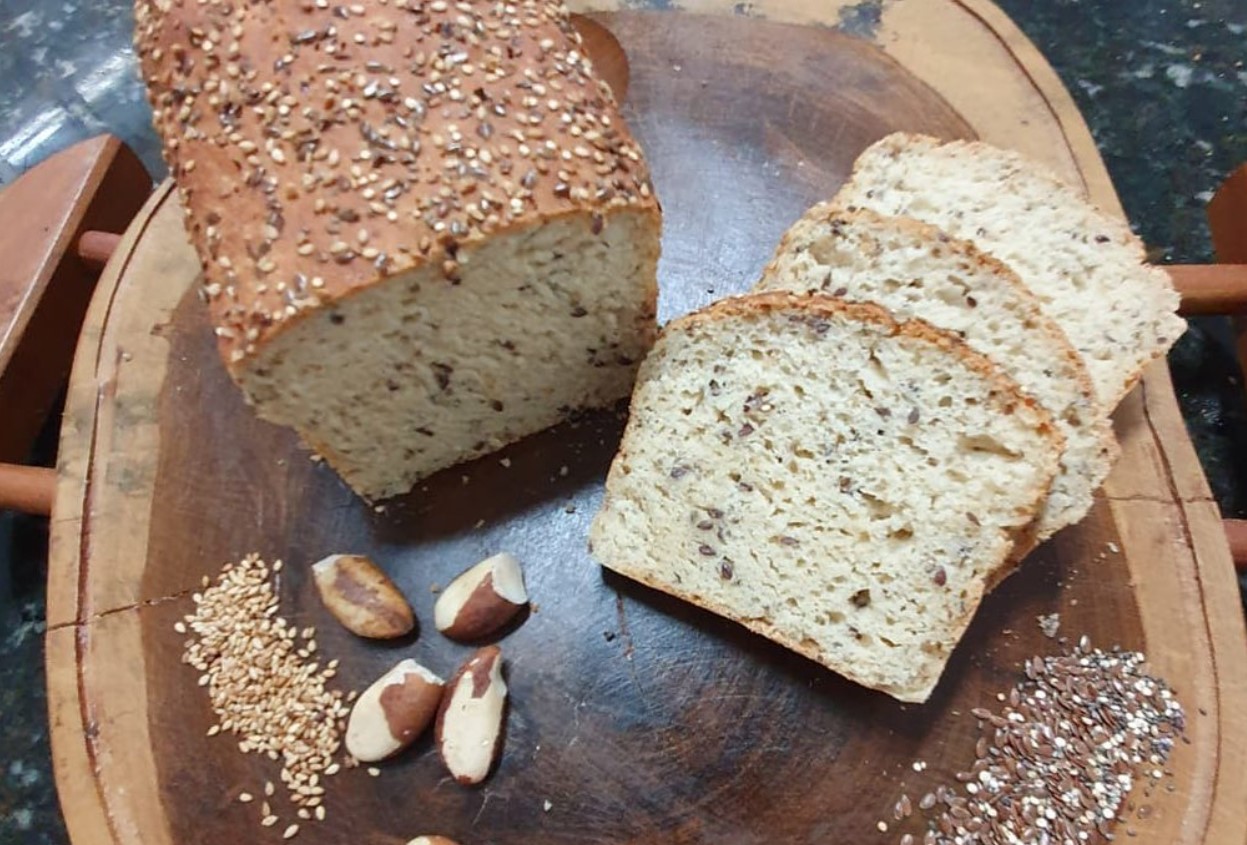 Pão vegano sem glúten da Novo Pão, opção de pão artesanal em Goiânia