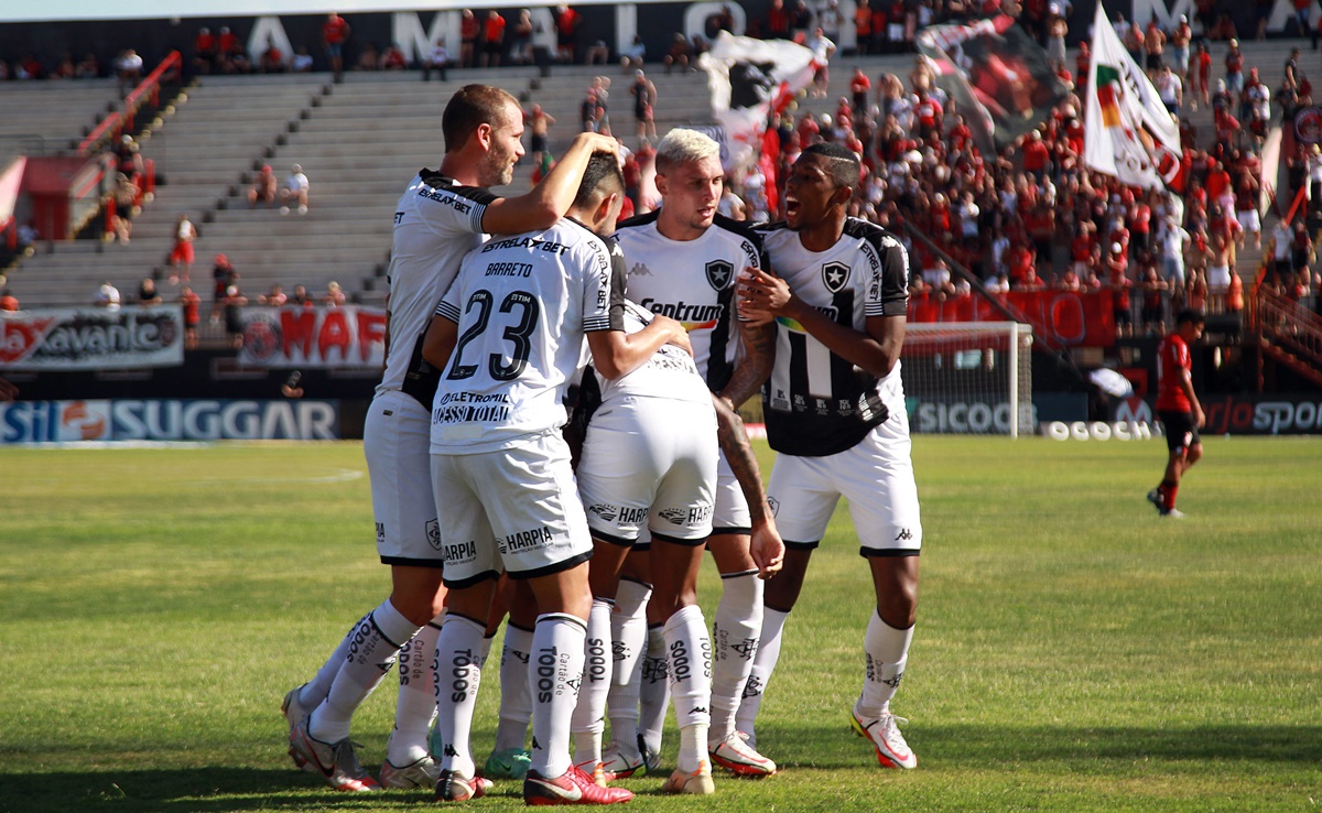 Jogadores do Botafogo durante jogo da Série B
