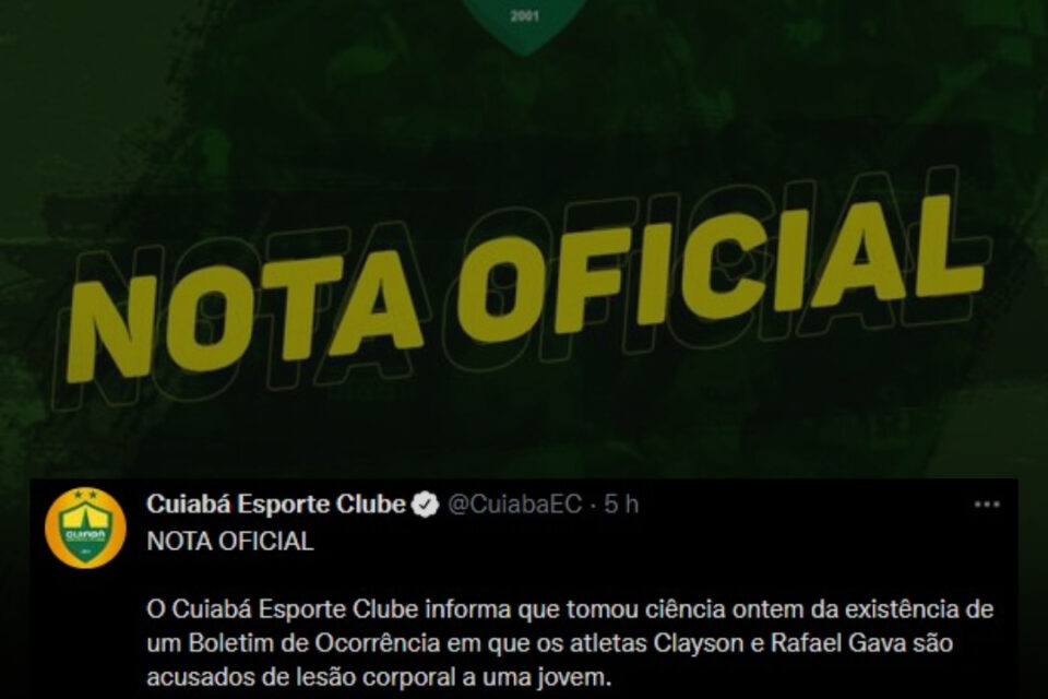 Imagem que ilustra a matéria Cuiabá dispensa Clayson, ex-Corinthians, e meia por suspeita de agressão a mulher