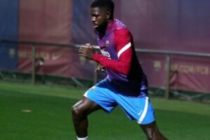 Umtiti treinando no Barcelona