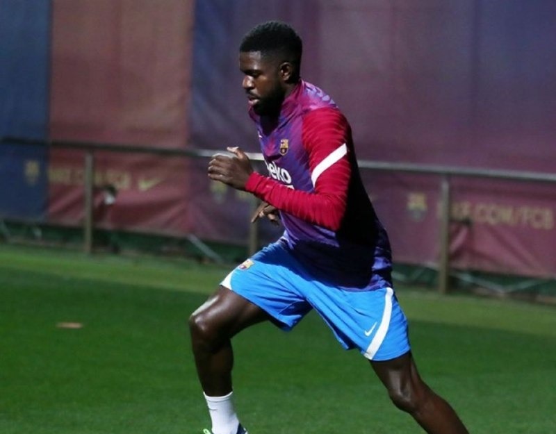 Umtiti treinando no Barcelona