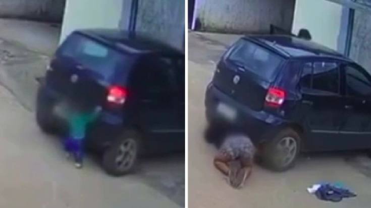 Pai atropela filho ao sair da garagem de casa em Águas Lindas, mas bebê sobrevive: vídeo