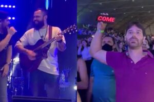 Fã faz pedido inusitado a Mateus durante show da dupla Jorge e Mateus