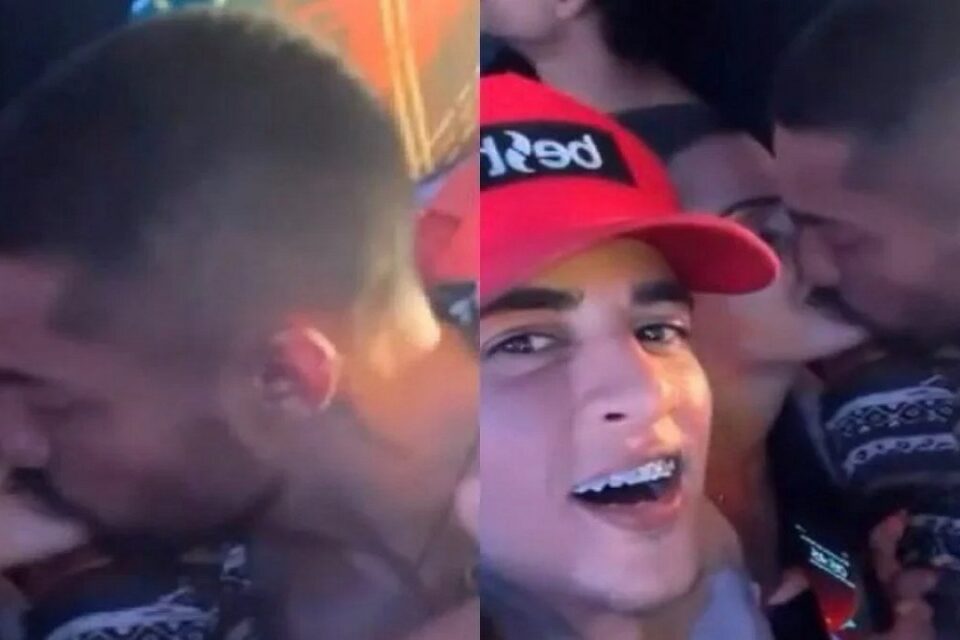 Bil e Marina, de A Fazenda 13, são vistos aos beijos em festa