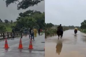 Após ponte na GO-241 ser interditada, chuva também alaga rota alternativa em Trombas