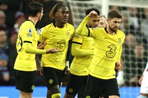 Jogadores do Chelsea comemoram gol no Campeonato Inglês