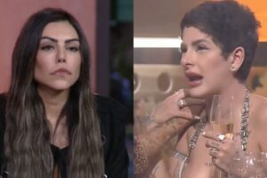 Lary Bottino Liziane Gutierrez Lary Bottino Liziane Gutierrez Liziane Gutierrez foi expulsa após dez minutos de festa. Ela e Lary Bottino se manifestaram nas redes sociais. A Fazenda 13 machucados