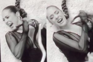 Cantora é picada por cobra durante gravação de clipe