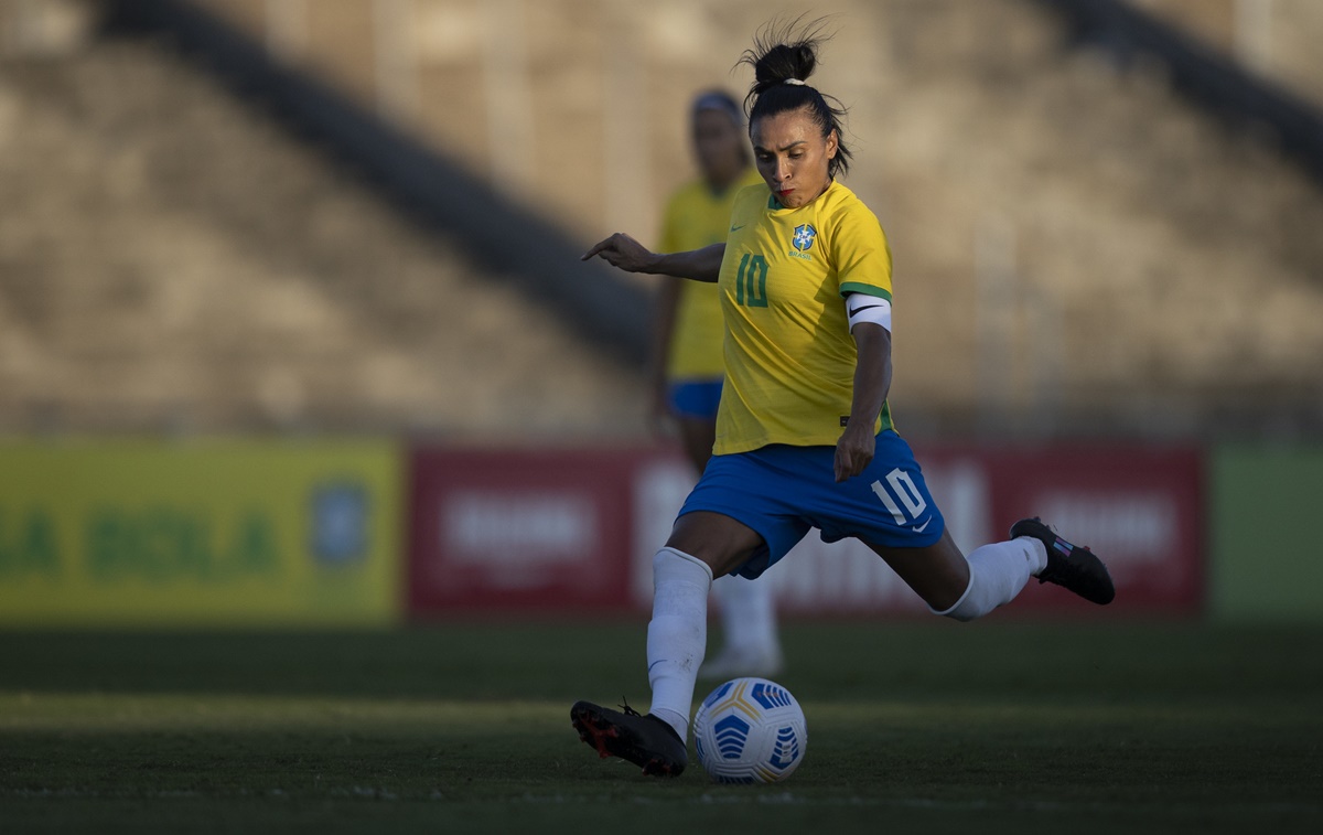 Marta em partida da seleção brasileira feminina