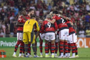 Equipe do Flamengo durante partida do Campeonato Brasileiro