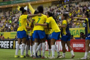 Seleção Brasileira Feminina durante partida em Torneio Internacional