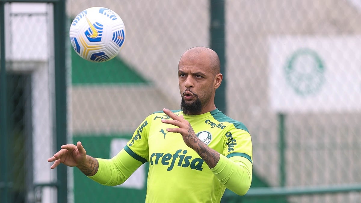 Felipe Melo durante treino pelo Palmeiras