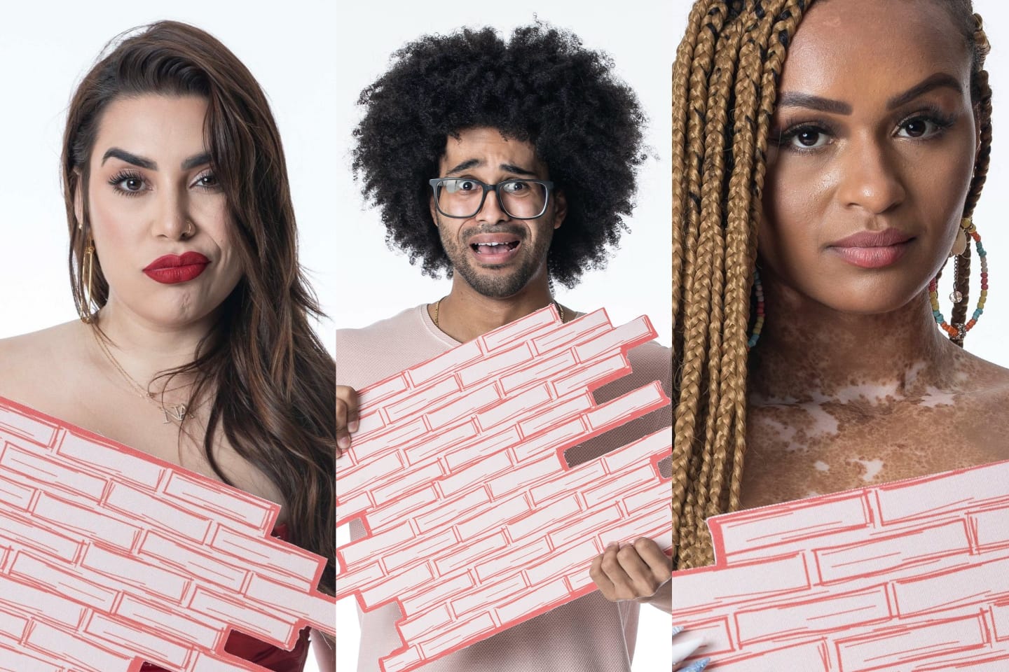 Naiara, Natália e Luciano estão no primeiro paredão do BBB 22 (Foto: Reprodução - Rede Globo)