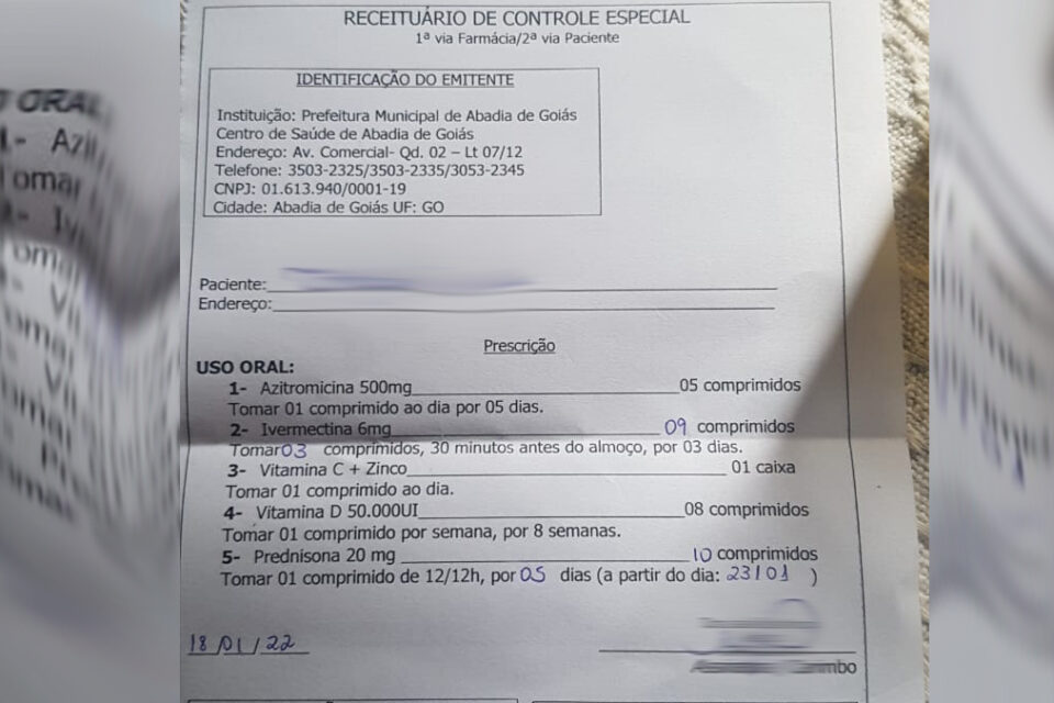 Pacientes dizem que Hospital municipal de Abadia receita "kit covid"