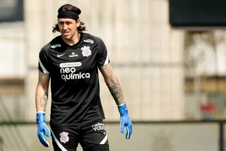 Cássio em treino pelo Corinthians