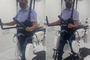 Goiano que ficou tetraplégico em piscina faz tratamento inédito em aparelho suíço de R$ 2 milhões