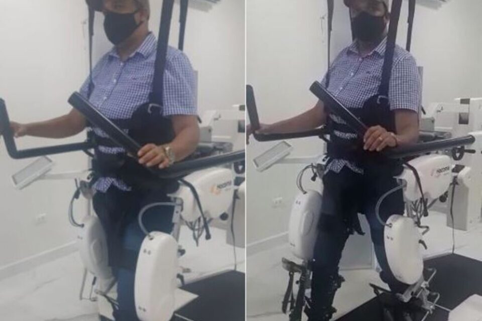 Goiano que ficou tetraplégico em piscina faz tratamento inédito em aparelho suíço de R$ 2 milhões
