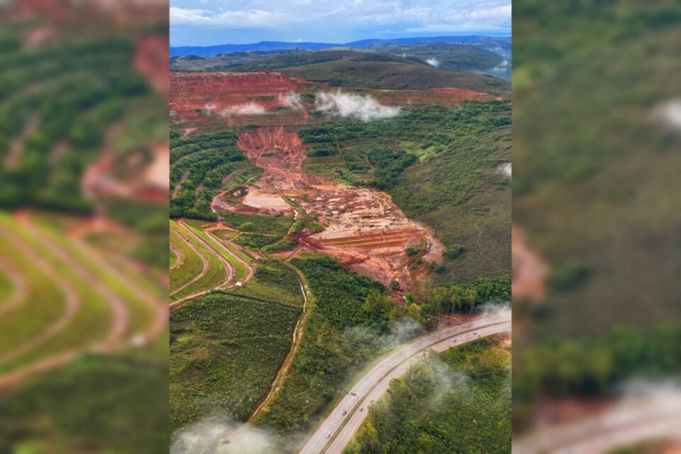 Veja o momento que dique de mineradora transborda em Nova Lima (MG)