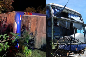 Ônibus tomba e deixa uma pessoa morta e outras 15 feridas na BR-050