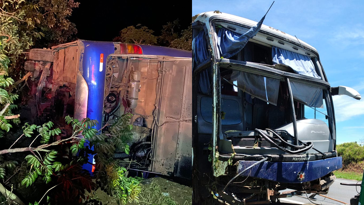Ônibus tomba e deixa uma pessoa morta e outras 15 feridas na BR-050