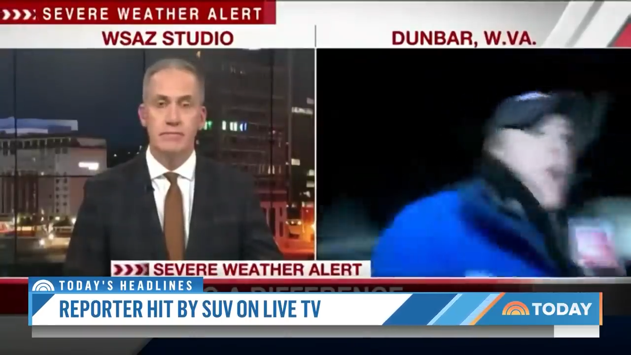 Repórter é atropelada por carro ao vivo, se levanta e termina reportagem