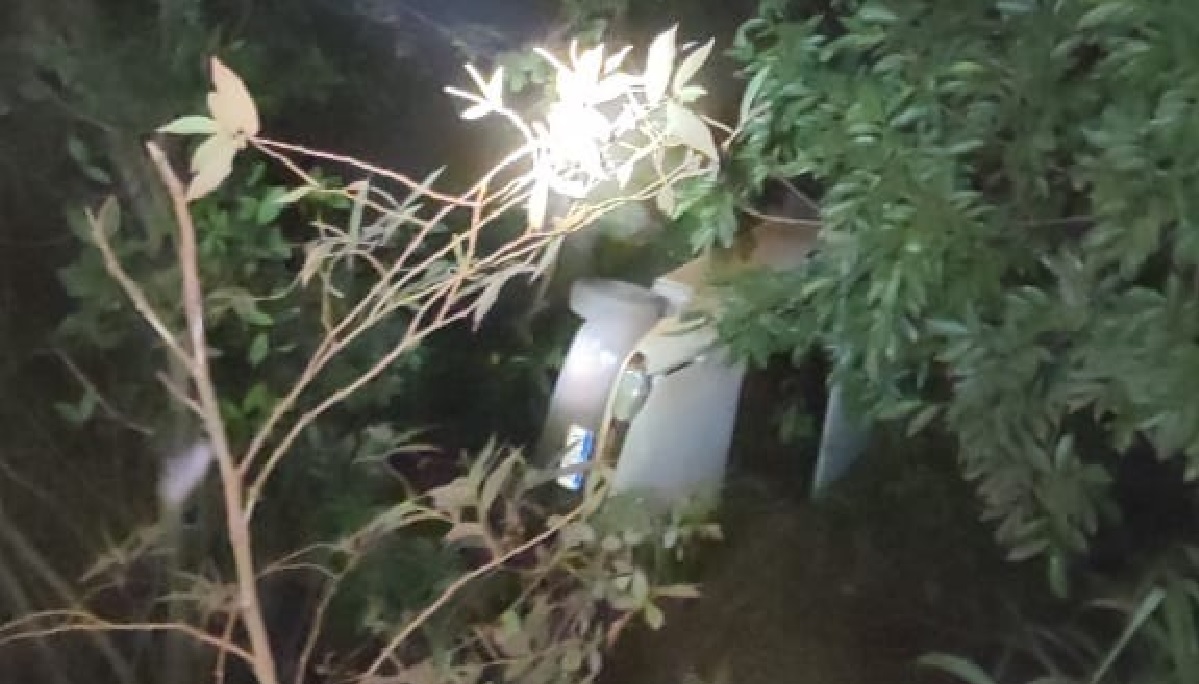 Motorista perde o controle e para na ribanceira do Rio Claro, em ponte próxima ao distrito de São Simão (Foto: PMGO - Divulgação)