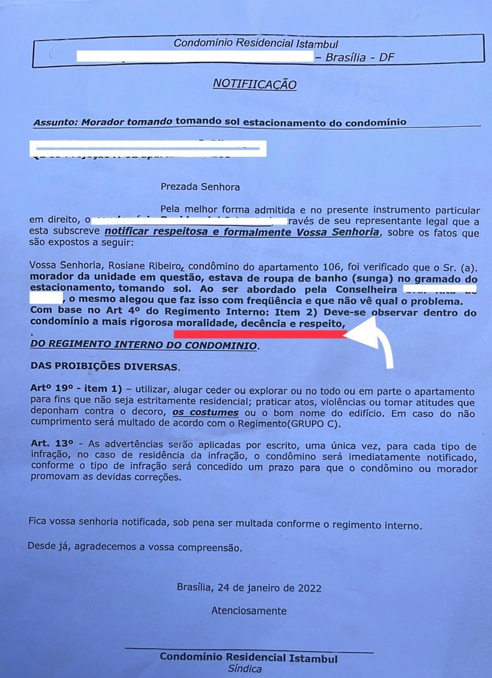 Morador é notificado por tomar sol de sunga em condomínio no DF