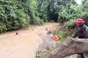 Corpo de Tamires é encontrado entre galhos no Riacho dos Porcos em Guarani de Goiás (Foto: Reprodução/TV Anhanguera)