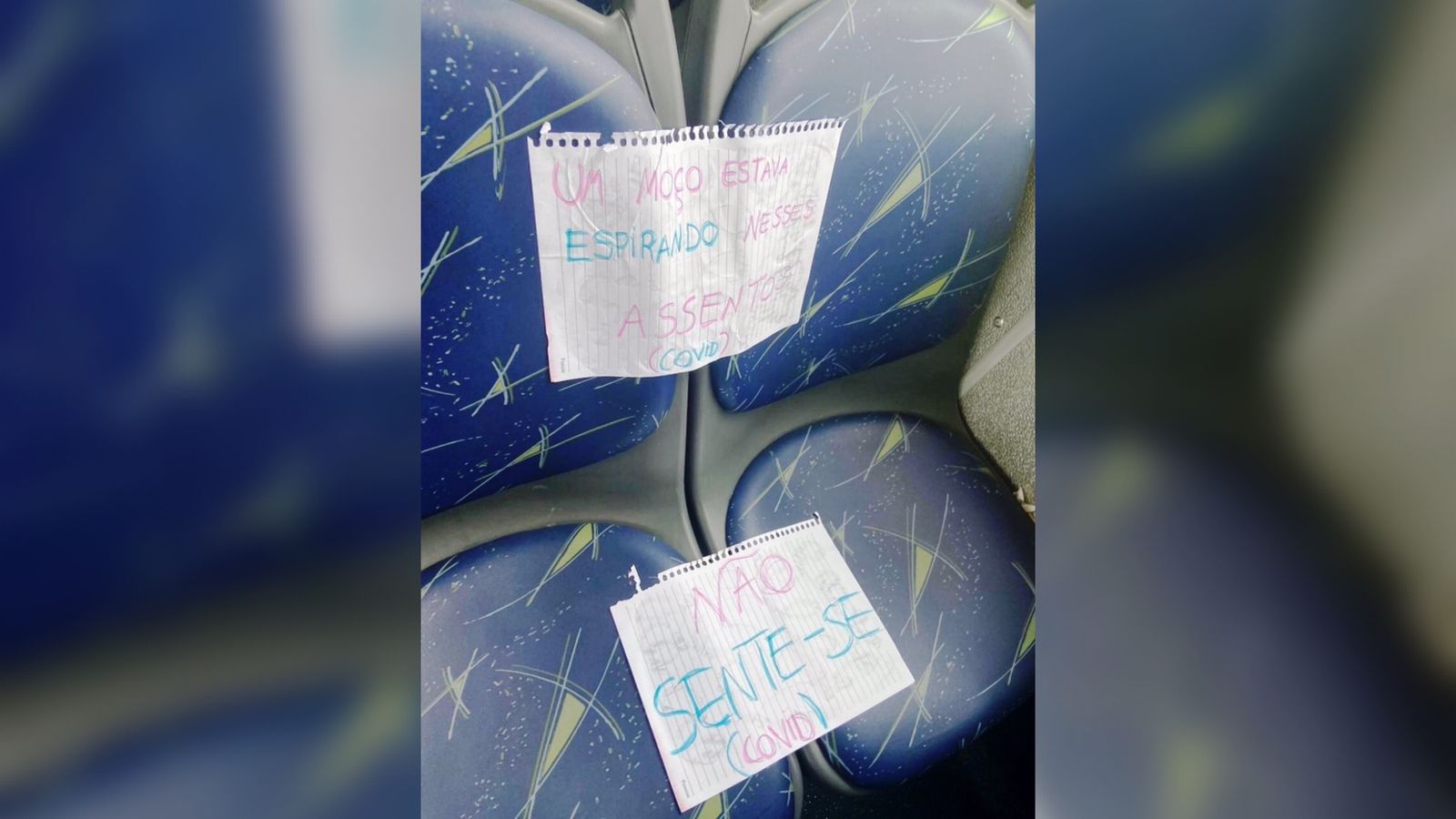 Passageiro deixa aviso em ônibus após homem espirrar: “Não sente-se”