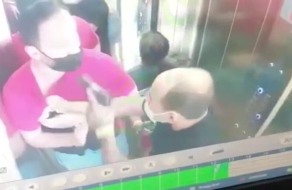 Homem ameaça outro com pistola dentro de elevador, em Caldas Novas (Foto: Reprodução - TVAnhanguera)